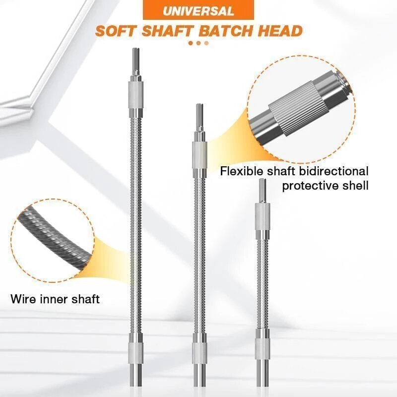 Mintiml kepala Batch poros lembut Universal, 1/4 ''150/400mm untuk pemegang mata bor listrik, obeng fleksibel ekstensi batang heksagonal