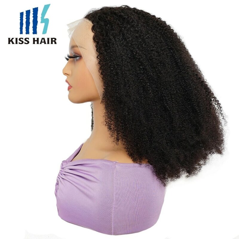 ブラジルの巻き毛のかつら,自然な髪,密度250%,巻き毛,接着剤なし,13x4,女性用