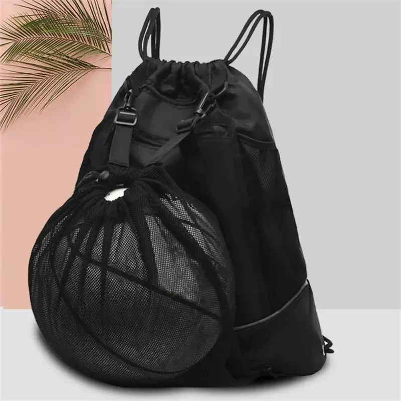 Przenośne sznurek plecak dla koszykarza piłki nożnej siatkowa torba piłka do siatkówki torby do przechowywania na świeżym powietrzu sport podróżująca siłownia joga