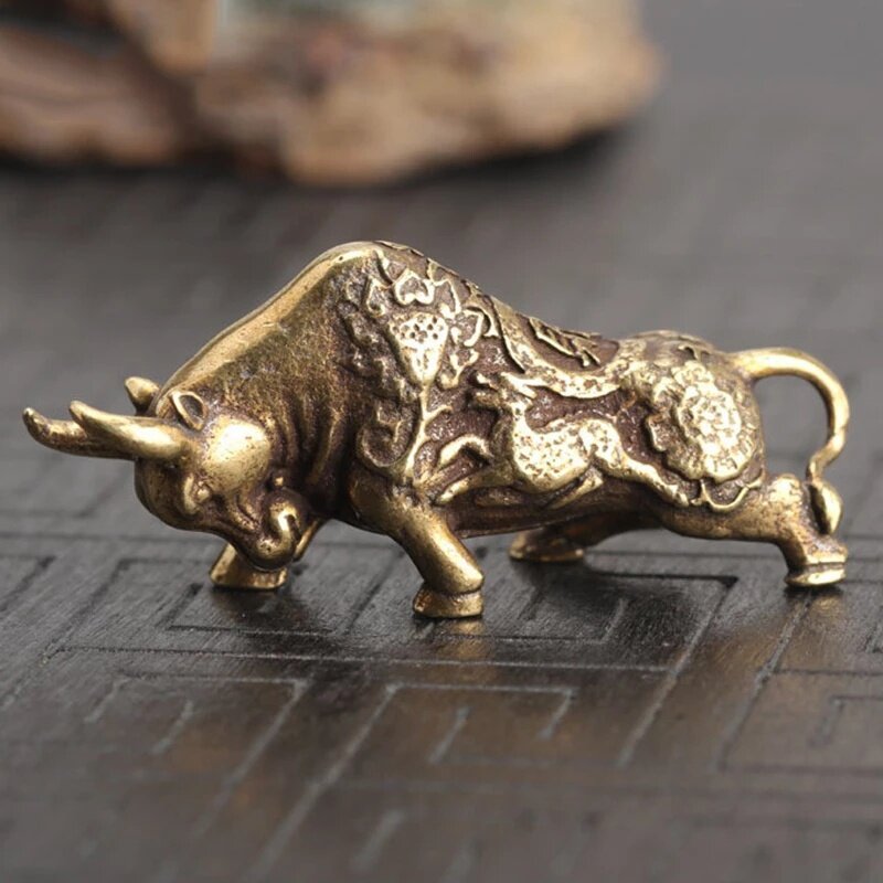Brass Lucky Bullfighting Statue Home Decoration Ornaments Copper Animal Miniature Figurine Bring Wealth Office Desk Decor Crafts