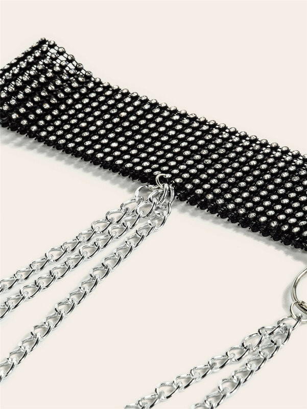 Nuova catena di metallo con strass a rete moda cintura tutto-fiammifero donna