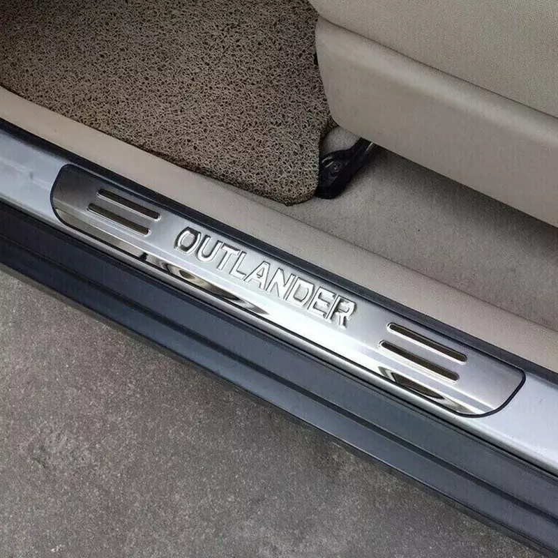 Embellecedor de placa de desgaste para puerta de Mitsubishi Outlander 2024, pegatinas protectoras de acero inoxidable 2013, accesorios 2014 2015