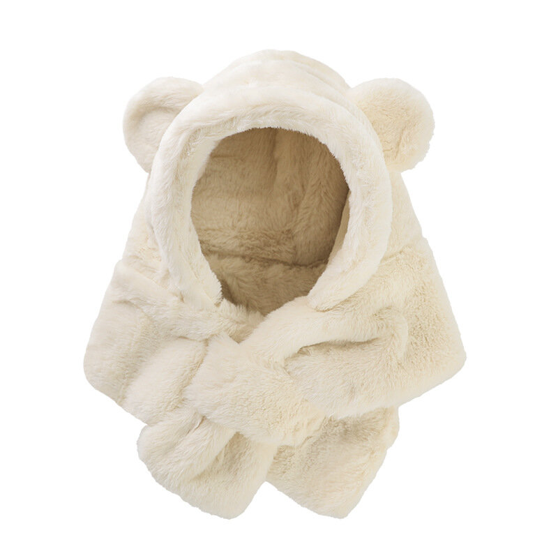 6-24 개월 아기 모자 원피스 작은 아기 곰 모자 스카프 소년과 소녀를위한 겨울 두꺼운 귀 모자 유아 액세서리