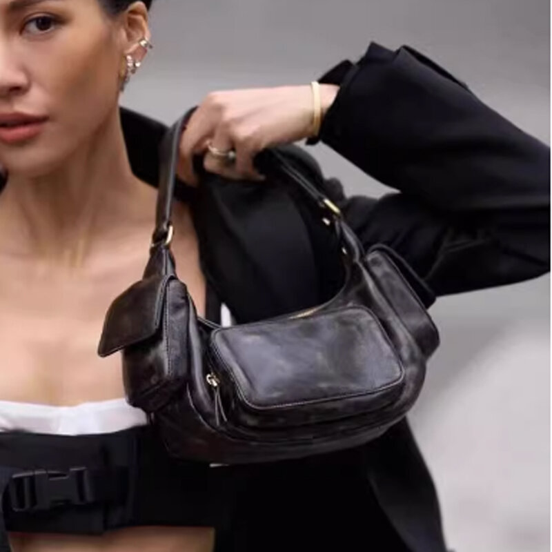 Bolso de diseño Hobo con múltiples bolsillos para mujer, nuevo bolso de un solo hombro, bolso para axilas, bolso de alta capacidad