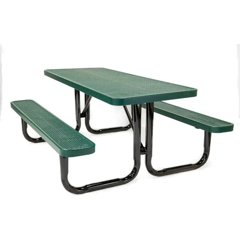 Meja piknik portabel persegi panjang tugas berat T6-GRN, 6 kaki, furnitur teras luar ruangan hijau, meja luar ruangan