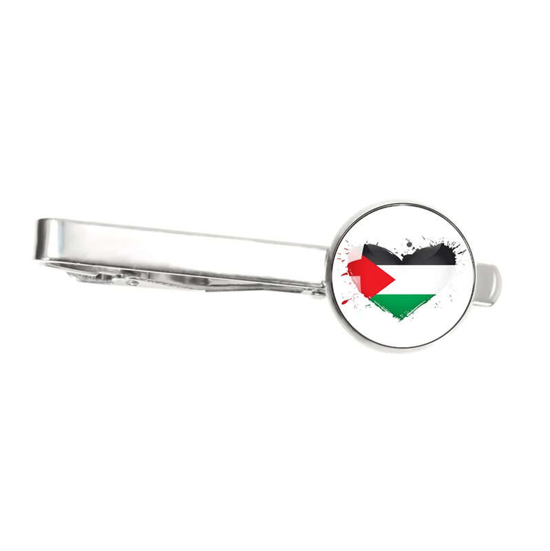 1 Stuks Palestijnse Natie Vlag Stropdas Clips Kleding Accessoires Glas Cabochon Stropdas Clips Mannen Shirt Manchetknopen Pins Mode Sieraden Cadeau