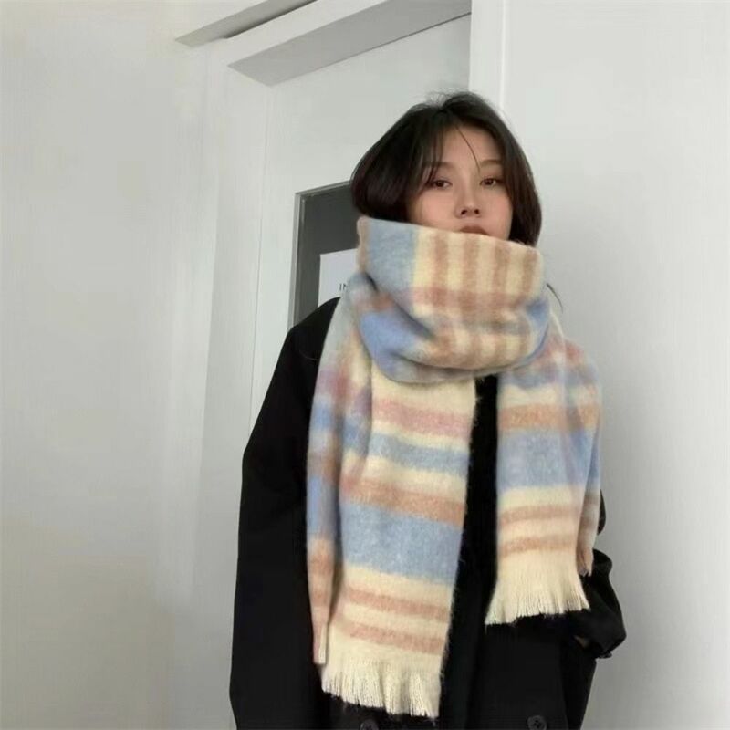 Warm Mohair Scarf Elegant Soft Thickened Wrap Shawls Mohair Blanket Winter Cashmere Scarf Girls