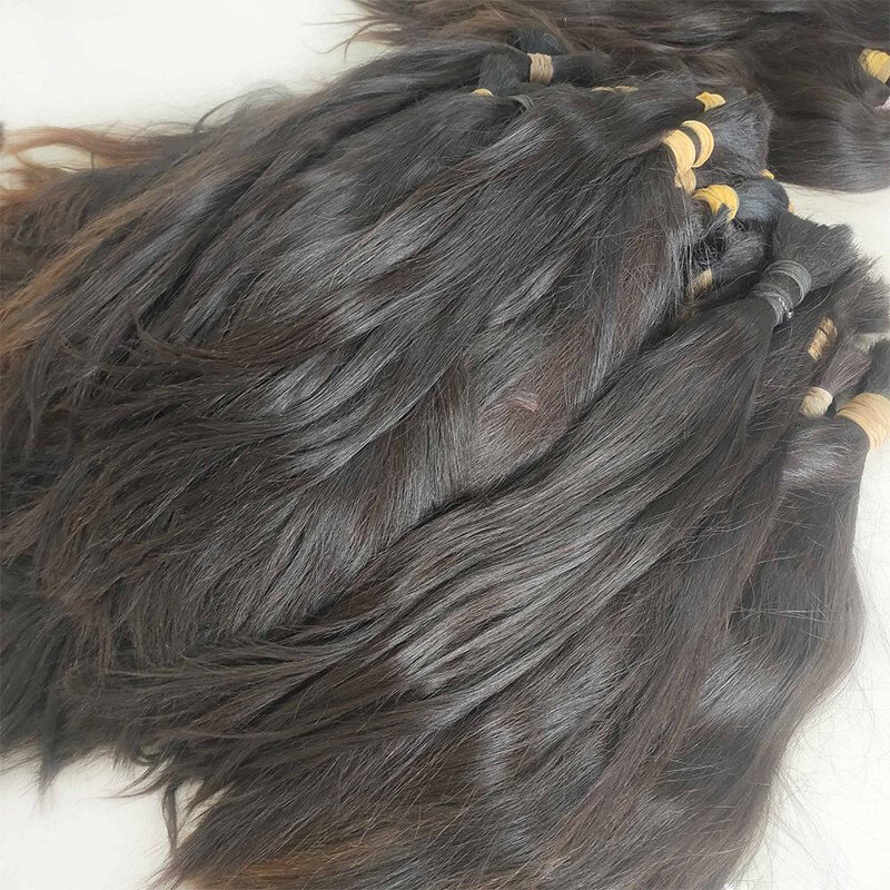Cabelo Humano-Extensões de cabelo humano, sem trama, não processado, natural, marrom, virgem, cru, trançado a granel, alta qualidade