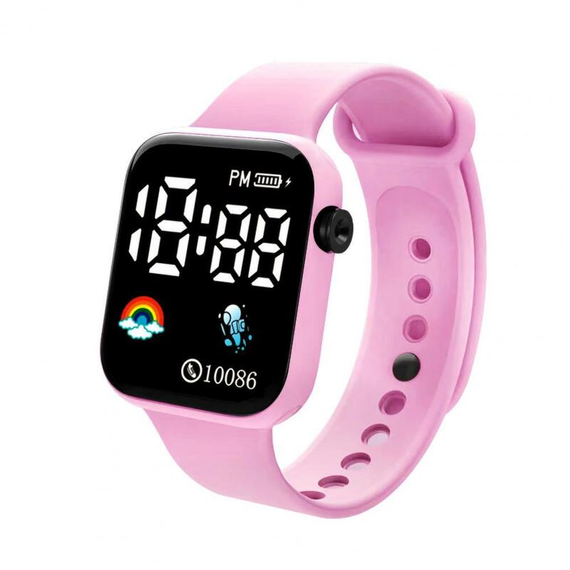 Children's Watch Electronic Watch Kids LED Digital Sports Watch Waterproof Square Watch Outdoor Silicone Bracelet