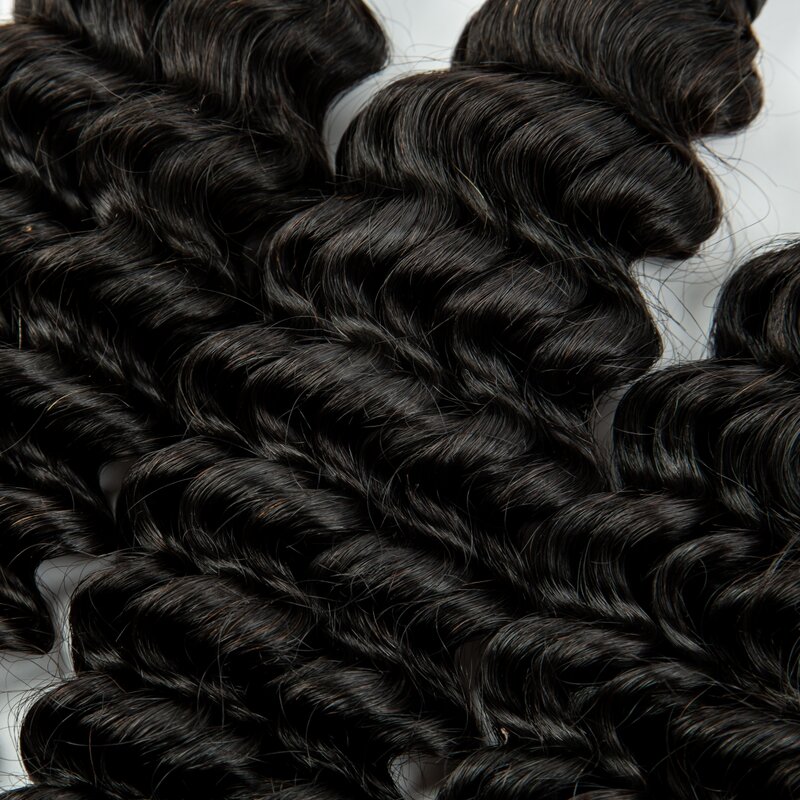 Natural Deep Wave 26 28 Inch Bulk Human Hair for Braiding No Weft 100% Virgin Hair Curly Braiding Hair Extensions Boho Braids
