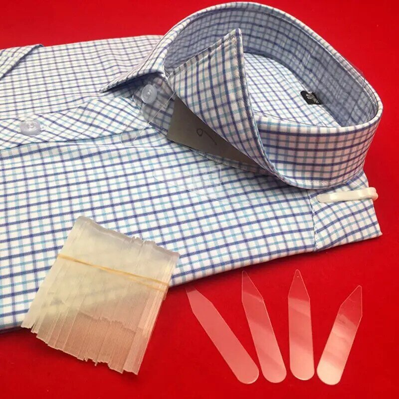 652F 200 Uds Collar soporte inserto mate transparente para camisa vestir regalos para hombres Collar plástico