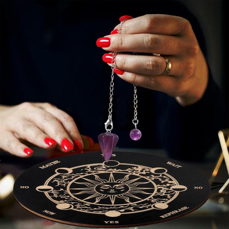 Pendulum Board Wood Divination Pendulum Board Array Crystal Energy Plates Cup Mat Ornaments Household Supplies Accessories