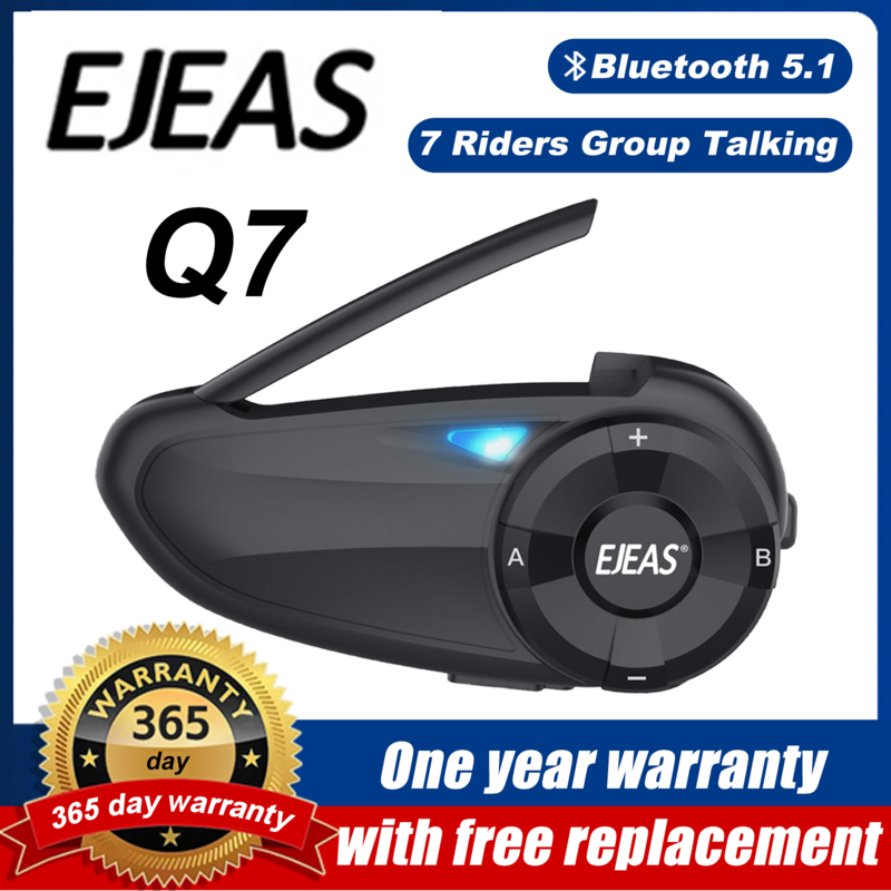 EJEAS 7 راكبي الدراجات النارية 5.1 بلوتوث خوذة سماعة رأس إنترفون لاسلكي مقاوم للماء سماعات رأس FM Q7/Quick7