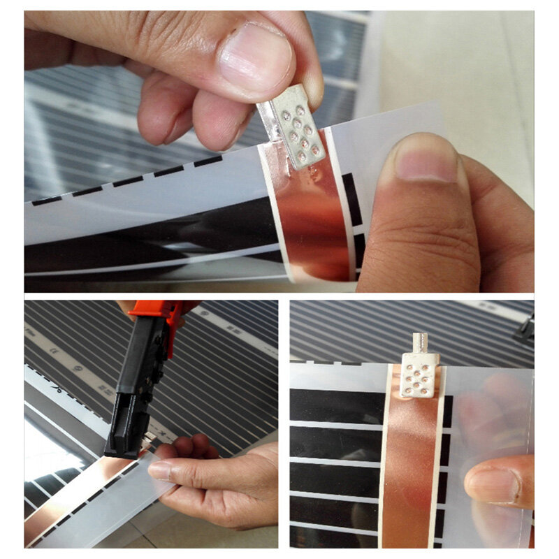 10PC connettori argento morsetti a Clip fissi Clip pellicola riscaldante a pavimento pellicola riscaldante per la decorazione della casa