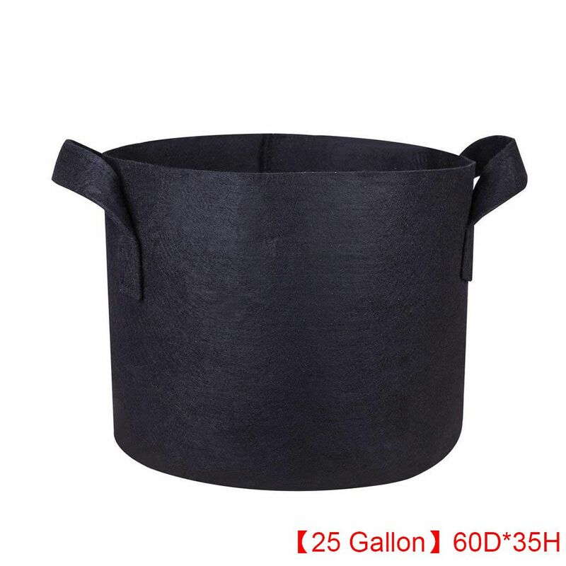 25 Gallon Black Grow Bags Cloth Planting Pots Grow Pouches Fabric Handles Vegetables Container