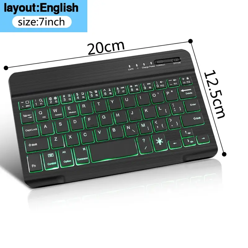 Mini teclado sem fio Bluetooth, Tablet retroiluminado, espanhol, recarregável, telefone celular, laptop
