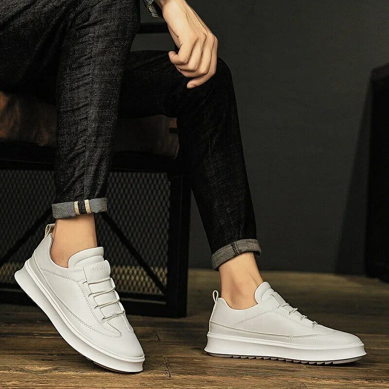 Heren Casual Lederen Minimalistische Schoenen Van Hoge Kwaliteit 2024 Mode Antislip Flat Designer Instappers Outdoor Lichtgewicht Sneakers