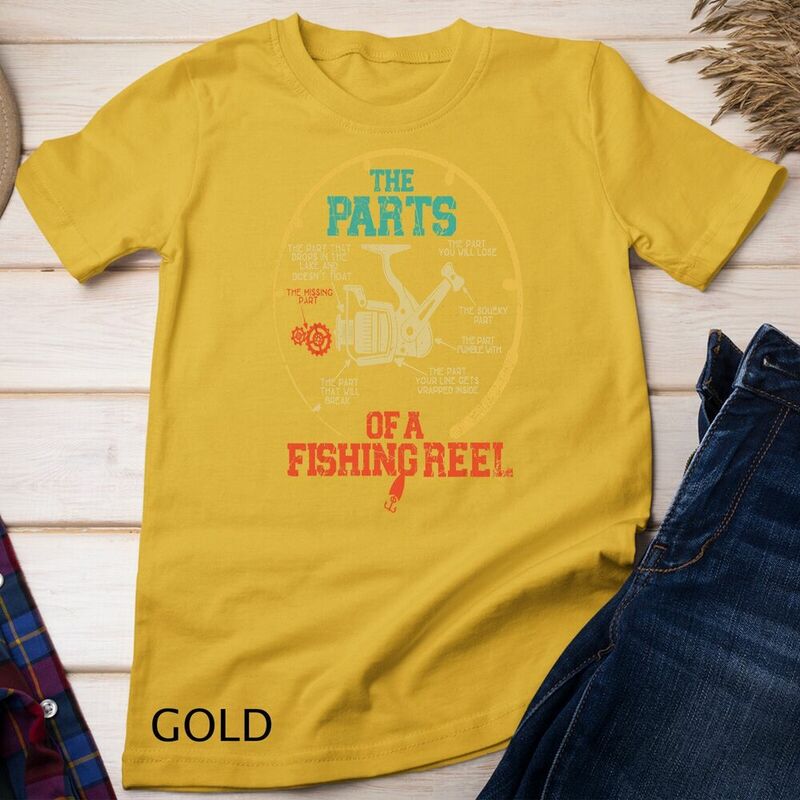 As partes de uma pesca carretel t-shirt, Engraçado pesca pescador Humor, Unisex