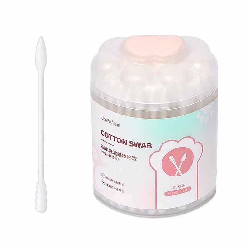 100 pz/set naso Lipstik cura della pulizia dell'orecchio tamponi di cotone detergente per la scelta dell'orecchio cucchiaio per la pulizia dell'orecchio bastoncini di cotone strumento per il trucco della punta