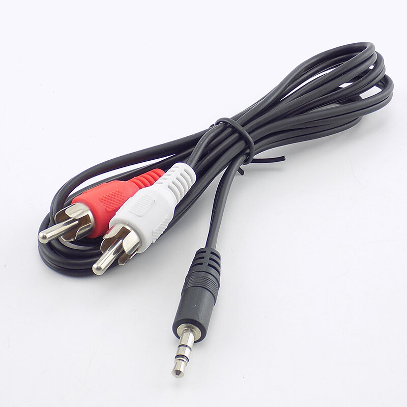 Haut-parleur audio stéréo mâle vers 2 connecteurs RCA, adaptateur AV, directions pour ordinateur portable, TV, DVD, MP3, MP4, extension de ligne de conversion, 1m, 3.5mm