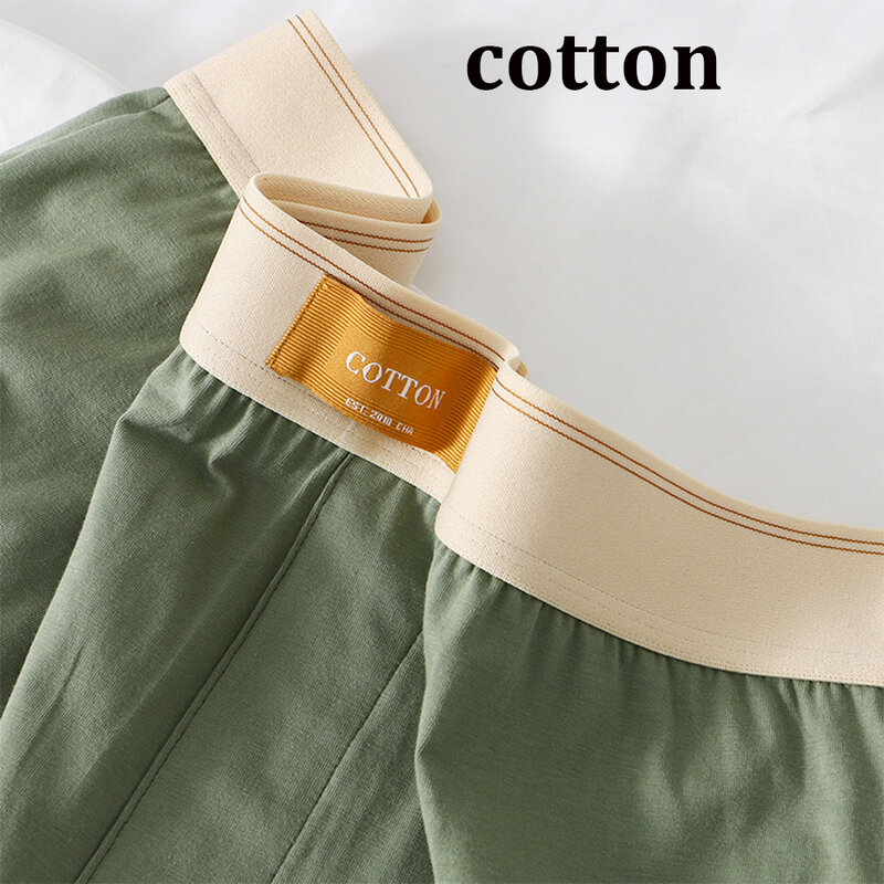 3PCS/Pack M-4XL 100% Cotton Pajama Pants Loose Big Size Boxers & Briefs Underwear High Elastic Waist Comfortable Men's Panties