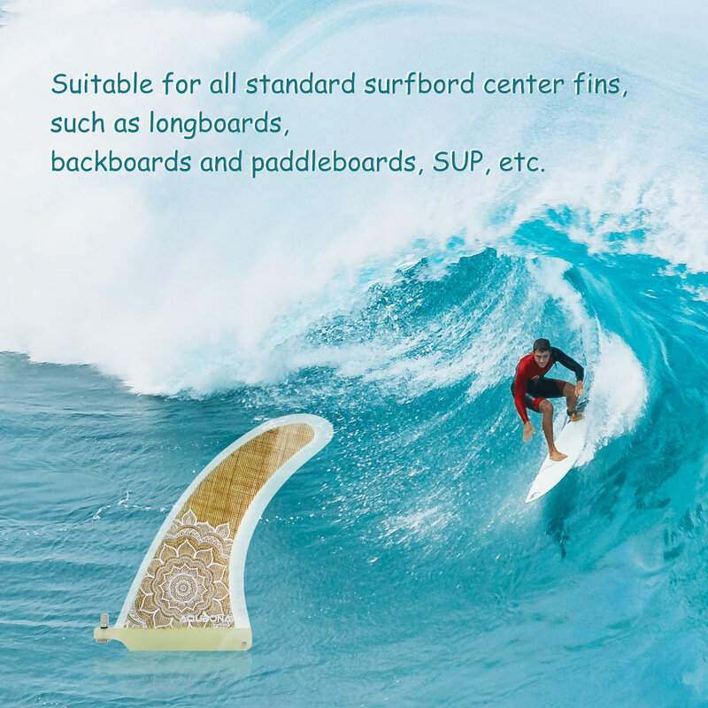 Ailerons de planche de surf en fibre de verre, 7/8/9/10 pouces, Center, simple, pour Longboard