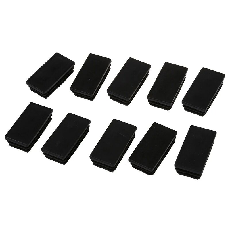 Insertos de tubo rectangular de plástico, tapa de cierre, 25x50mm, 10 piezas, color negro