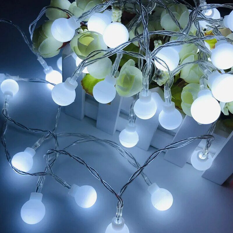 6M 10M Cherry Ball LED Garland Luzes Fairy String Bateria/USB Power Wedding Christmas Holiday Outdoor Room Garland Decoração