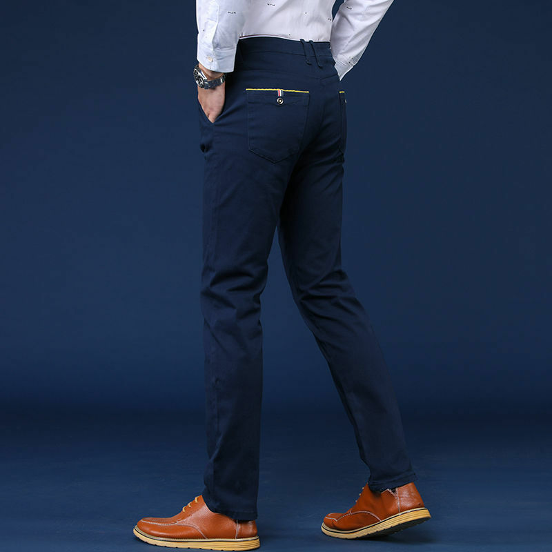 Брюки мужские тонкие костюмные, модные деловые офисные уличные штаны в Корейском стиле, повседневные свободные однотонные прямые брюки, весна-лето