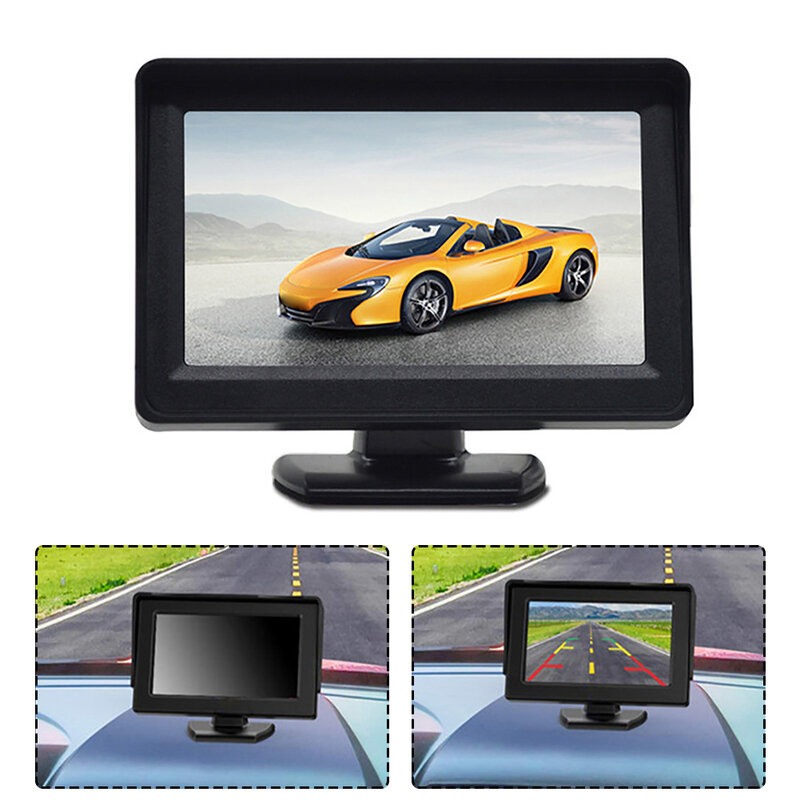 Carro Invertendo Kit Sistema de Estacionamento sem Câmera, ABS, DC, 9V-36V, 4.3 "TFT, Monitor LCD Retrovisor