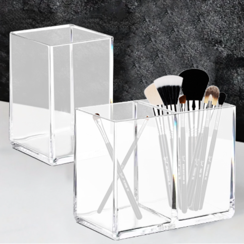 Boîte de rangement,Organisateur acrylique pour cosmétiques, porte-crayon à sourcils Transparent, boîtes d'organisation de maquillage, conteneurs de brosses