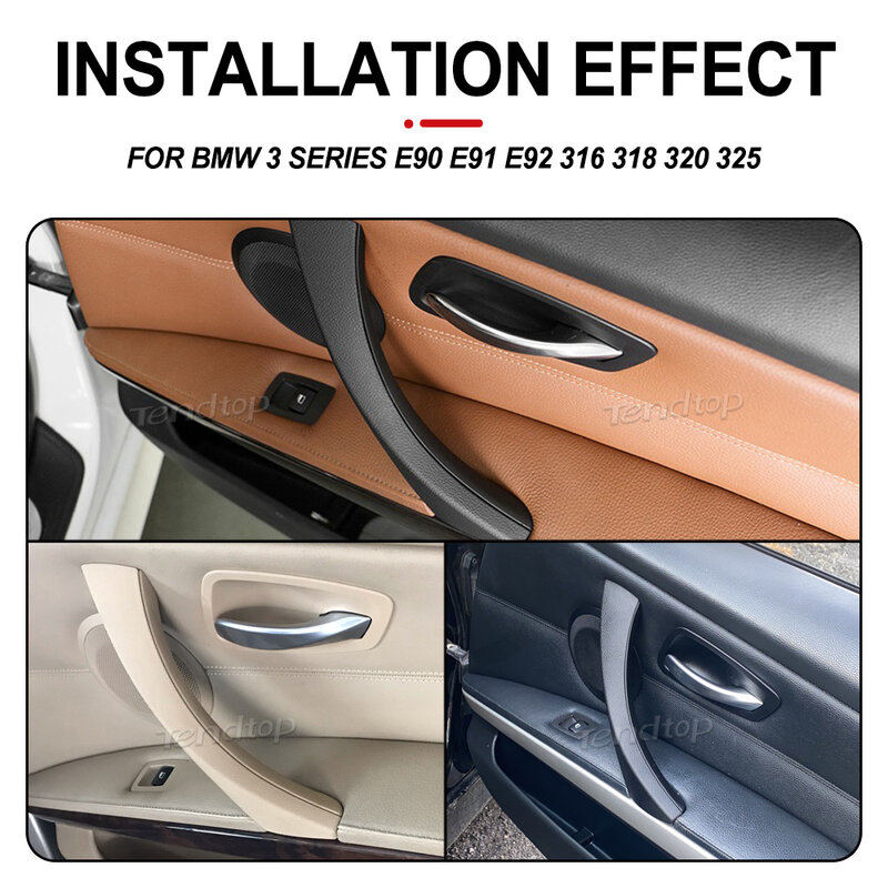 Panel de manija de puerta interior de coche, cubierta embellecedora para BMW Serie 3, Sedan E90, E91, 316, 318, 320, 325, 328