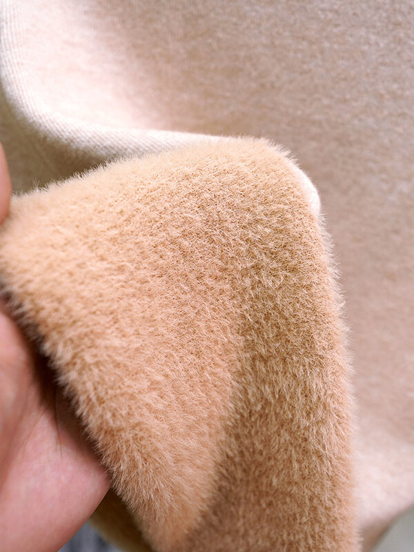 Suéter grueso de cuello alto para mujer, Jersey de punto ajustado, cálido, forrado de terciopelo de felpa, Tops informales, Invierno