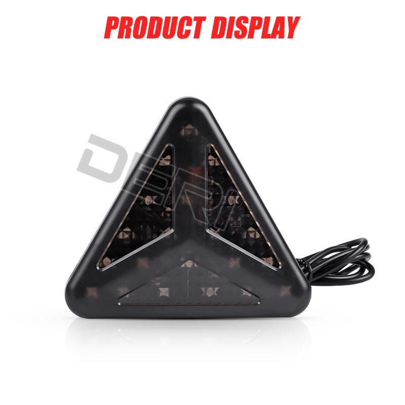 12V Triangle Tail Brake Light Rear Stop Lamp Smoked Red Car Style For Cars Pickups Trucks Suvs Trailers Moto Flashing Taillight