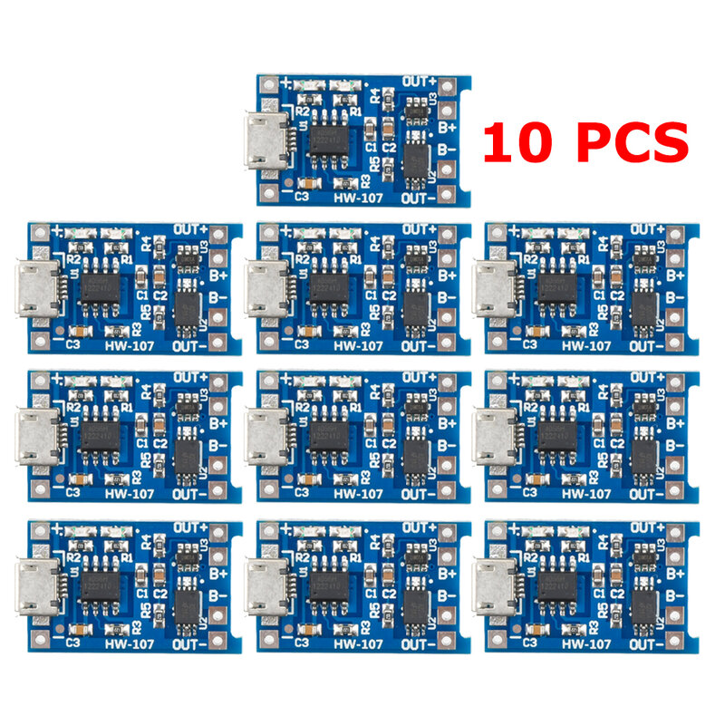 1-10 PCS Micro USB 5V 1A 18650 TP4056 Lithium Battery Charger Module Charging Board With Protection Dual Functions 1A Li-ion