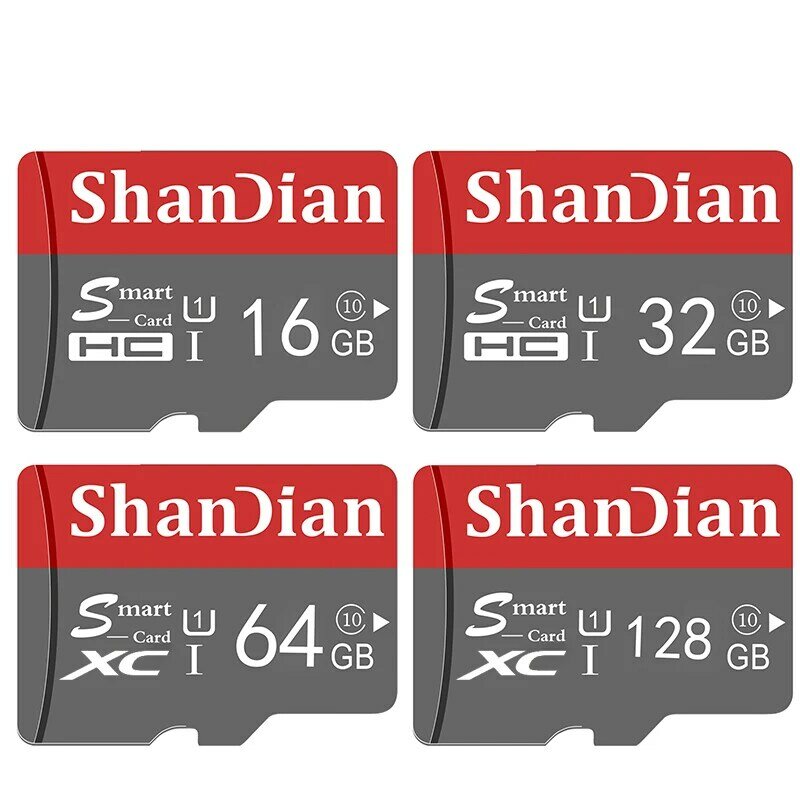 SHANDIAN 64GB Classe Original Cartão SD Inteligente 10 16GB 32GB TF Cartão de Memória Cartão SD Inteligente Inteligente para Smartphone Tablet PC