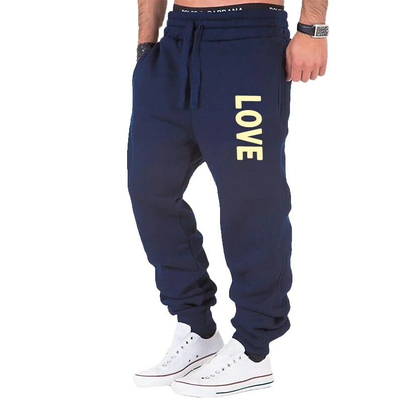 Pantalones deportivos con estampado de amor para hombre, pantalón de chándal informal para gimnasio, culturismo, S-4XL