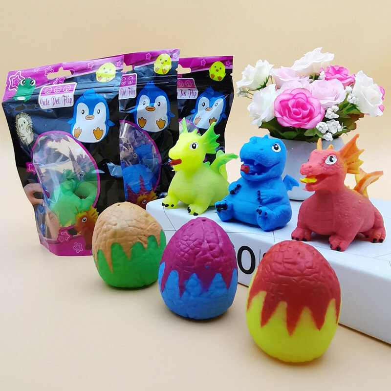 Mini caja ciega de plástico rodante para mascotas, juguete de goma suave TPR, alivio del estrés, apretar huevos de dinosaurio, regalos, 1 unidad