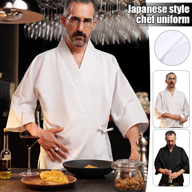 Uniforme de Chef de estilo japonés Izakaya, chaqueta de Chef de restaurante de Sushi, Kimono de cocina japonesa coreana, ropa de Chef, Tops de cocina de camarero