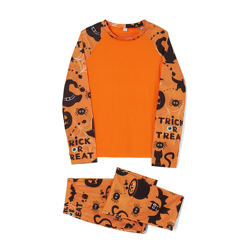 Комплект пижамный семейный из 2 предметов, одежда для сна на Хэллоуин с принтом призрака, пуловер с длинным рукавом и штаны, праздничные пижамные комплекты