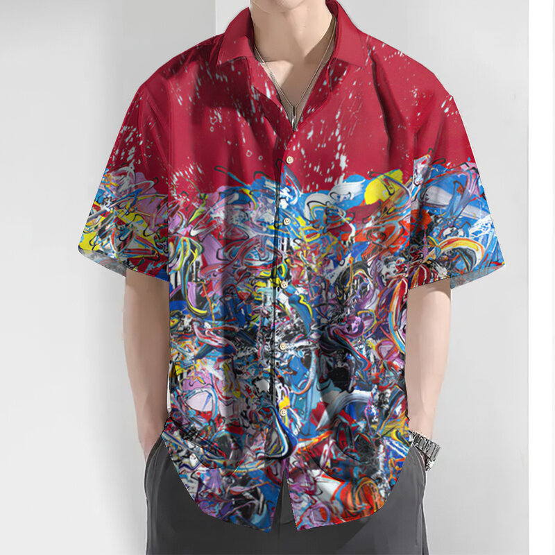 メンズ半袖3DグラデーションプリントTシャツ,サマービーチトップス,特大カジュアルシャツ,ノベルティ2024
