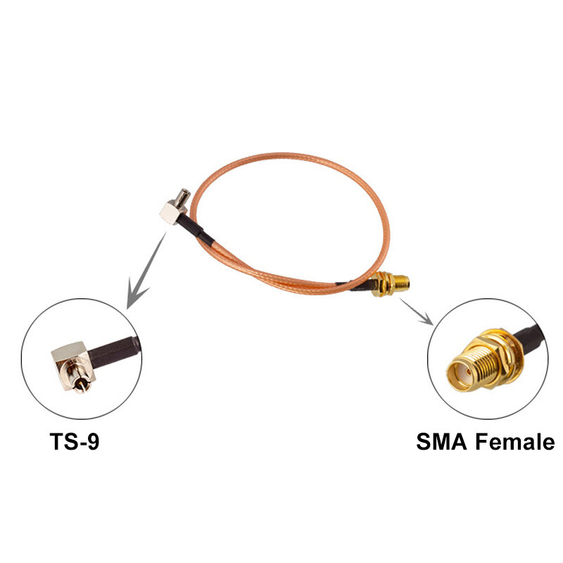15CM 6'' SMA Female Bulkhead to TS9 Male Right Angle Plug RG316 Pigtail Cable Crimp Connector RF Coaxial Pigtail Jumper Wire