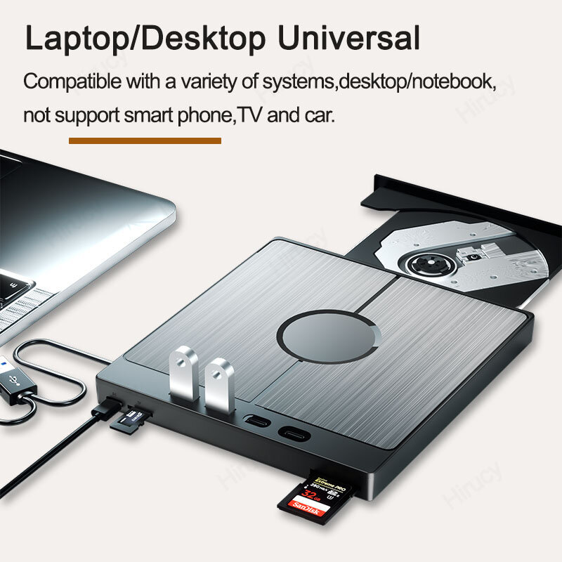 外部ブレイバーナー、USB 3.0、bd、DVD、CD-RW、プレーヤー、SD付きポータブルオプティカルリーダー、ラップトップ、PC、デスクトップ、Mac用のtfカードスロット