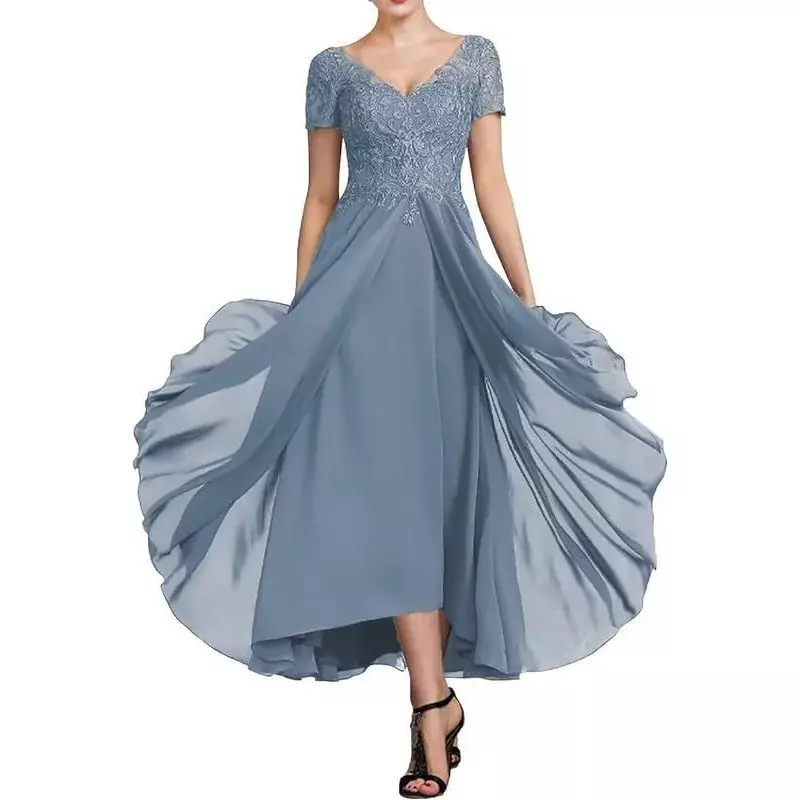 Wakuta koronkowe aplikacje z szyfonu matka panny młodej sukienki z dekoltem w szpic linia sukienki na przyjęcie formalna платья для мамы невесты