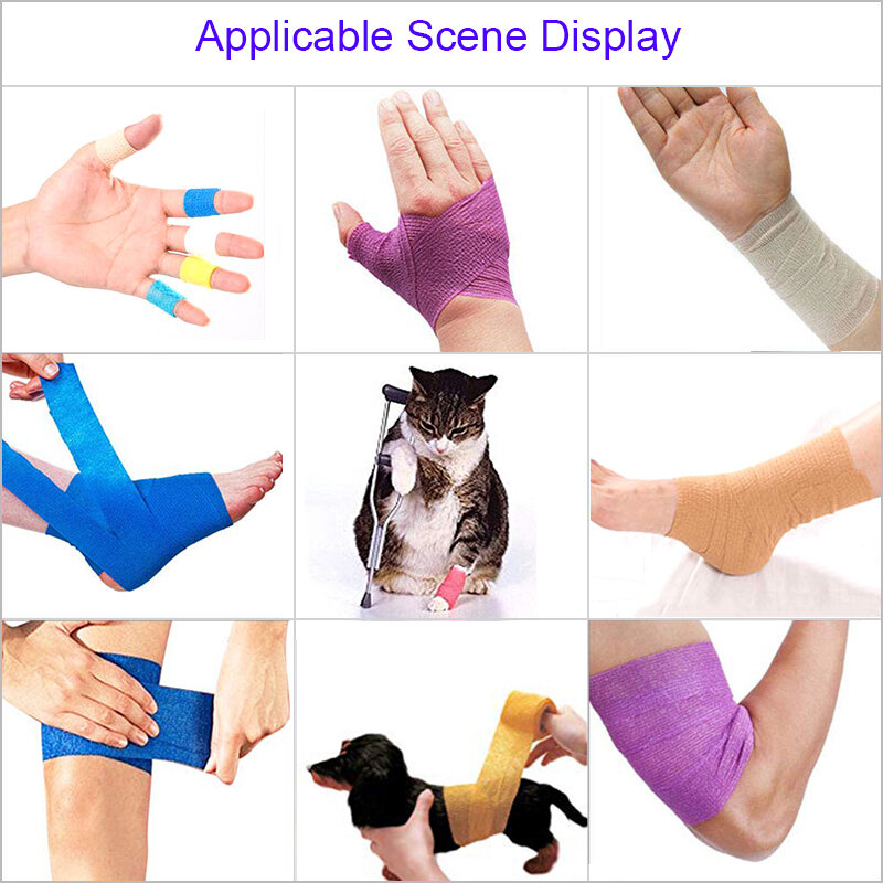 COYOCO-Colorida auto-adesiva fita adesiva elástica bandagem envoltório, elastoplast para apoio do joelho, almofadas do esporte, dedo, tornozelo, palma, ombro, 4,8 m