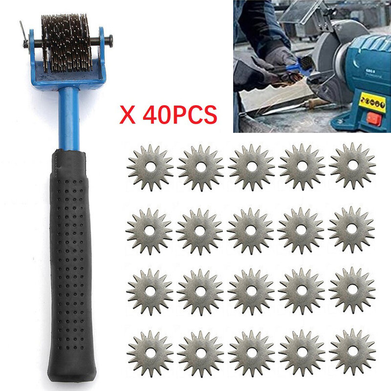 Grinding Wheel Dresser Tool 190mm Hand Holder Correction Device With 40Pcs Star-toothed Cutters Set Grinder Wheels Accessories