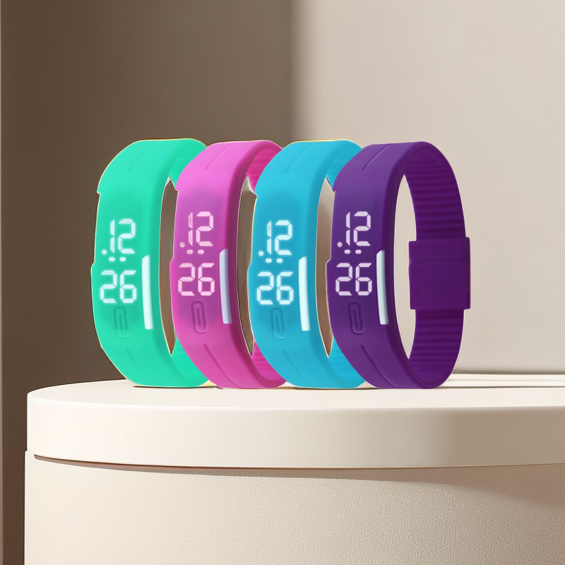 Reloj Digital deportivo para niños y mujeres, pulsera con correa de silicona, pantalla LED