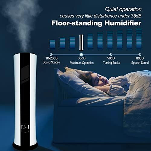 Humidificador de niebla fría para dormitorio de habitación grande, humidificador de relleno superior (8,5 l/2,25 gal) para bebés y adultos, Control inteligente y remoto, Qui Dif