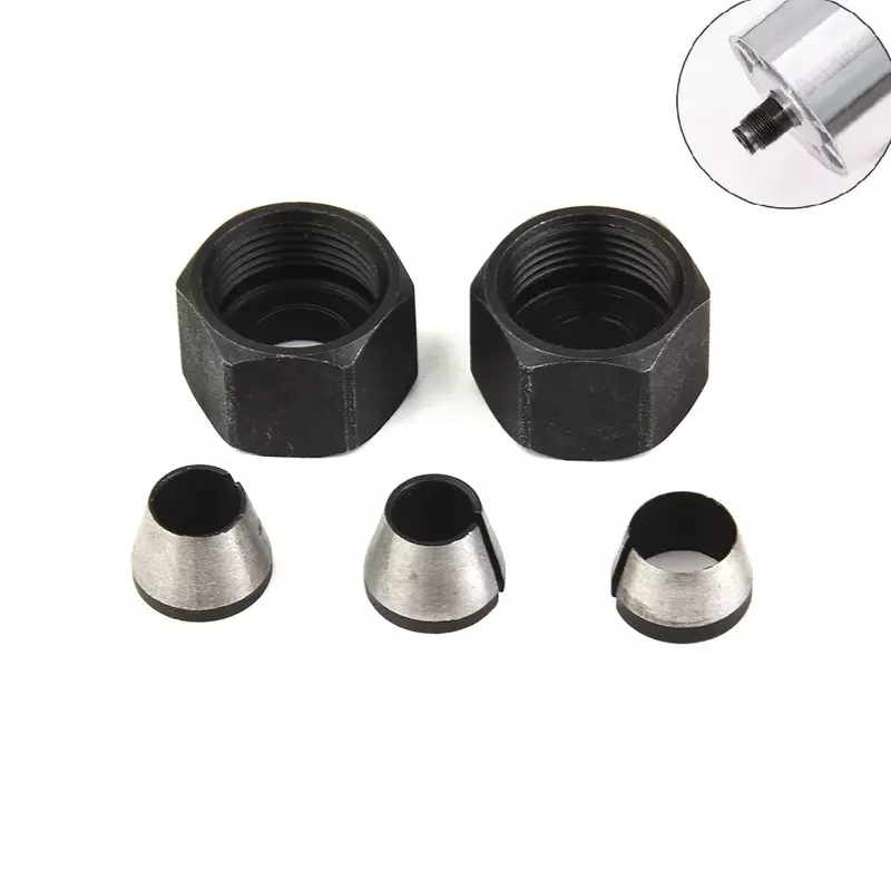 5 Pcs Set 6mm Or 6.35mm Or 8mm Collet Chuck With Nut Engraving Trimming Machine Electric Router Milling Cutter Accessories