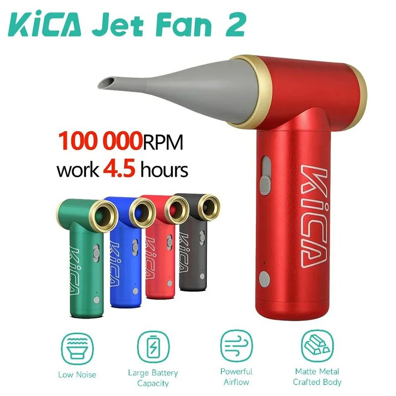 KICA Jetfan 2 penyedot debu elektrik, peniup debu KICA Jet Fan 2 portabel, pembersih Keyboard komputer tanpa kabel 100000RPM